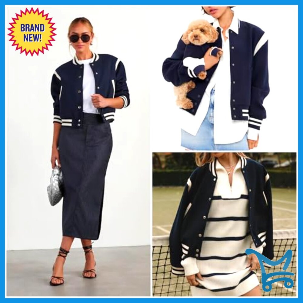 Bomber Jacket Lightweight Varsity Button Down Cas… - image 5